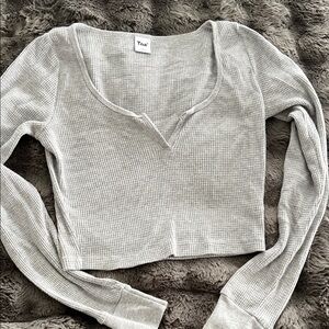 TNA Light Gray Ribbed Crop Top